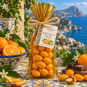 praline confettate di mandorle al cioccolato gusto arancia di sicilia,confetti