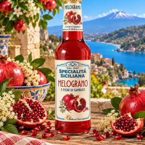 Bibita siciliana melograno e fiori di sambuco,bibita melograno e sambuco