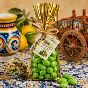 Praline confettate,praline al pistacchio,confetti al pistacchio