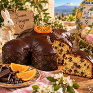 colomba con gocce di cioccolato ricoperto con cioccolato fondente