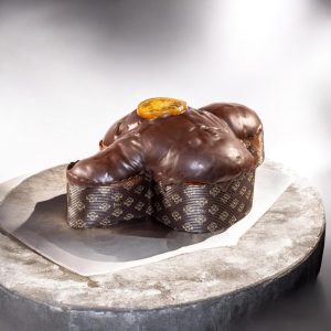 colomba con gocce di cioccolato ricoperto con cioccolato fondente