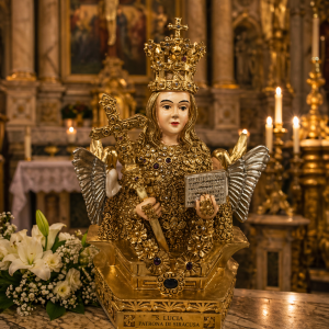 statuetta di sant'agata colore oro