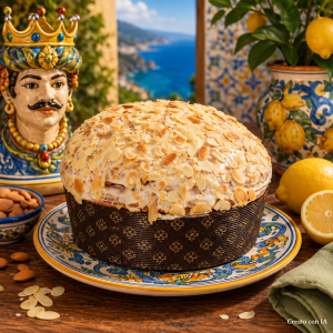 panettone artigianale siciliano farcito con crema mandorla