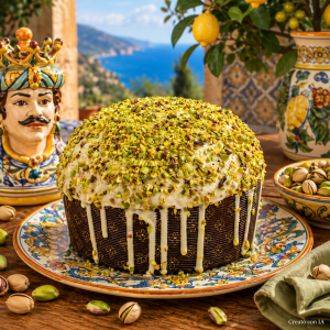 panettone artigianale siciliano farcito con crema pistacchio