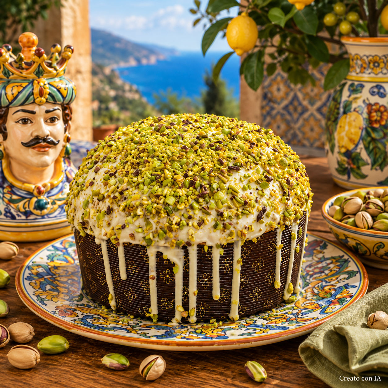 panettone artigianale siciliano farcito con crema pistacchio panettone artigianale siciliano farcito con crema pistacchio