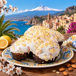 colomba artigianale siciliana farcita con cremA MANDORLA